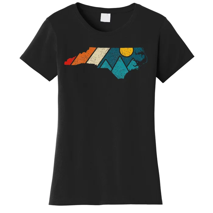 North Carolina Vintage State Map Mountains Hiking Pride Gift Women's T-Shirt