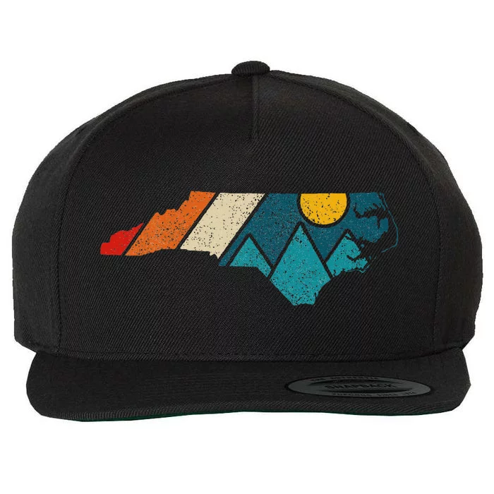 North Carolina Vintage State Map Mountains Hiking Pride Gift Wool Snapback Cap