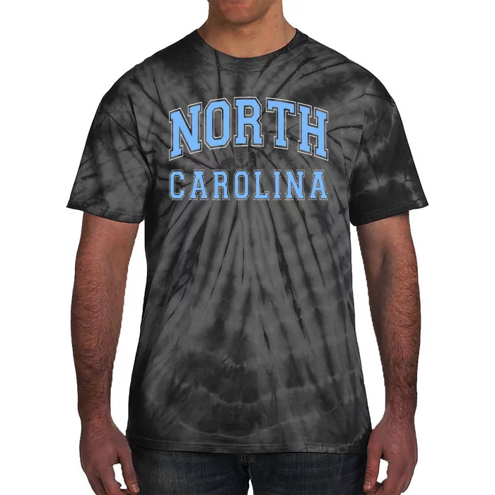 North Carolina Vintage State Nc Blue Text Tie-Dye T-Shirt