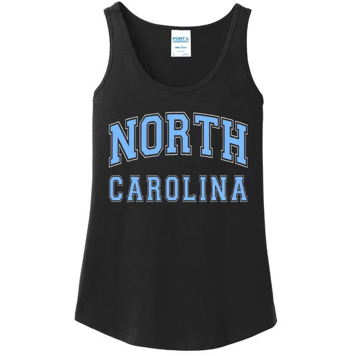 North Carolina Vintage State Nc Blue Text Ladies Essential Tank