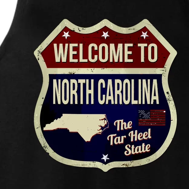 North Carolina Vintage Metal Road Sign Logo Ladies Tri-Blend Wicking Tank