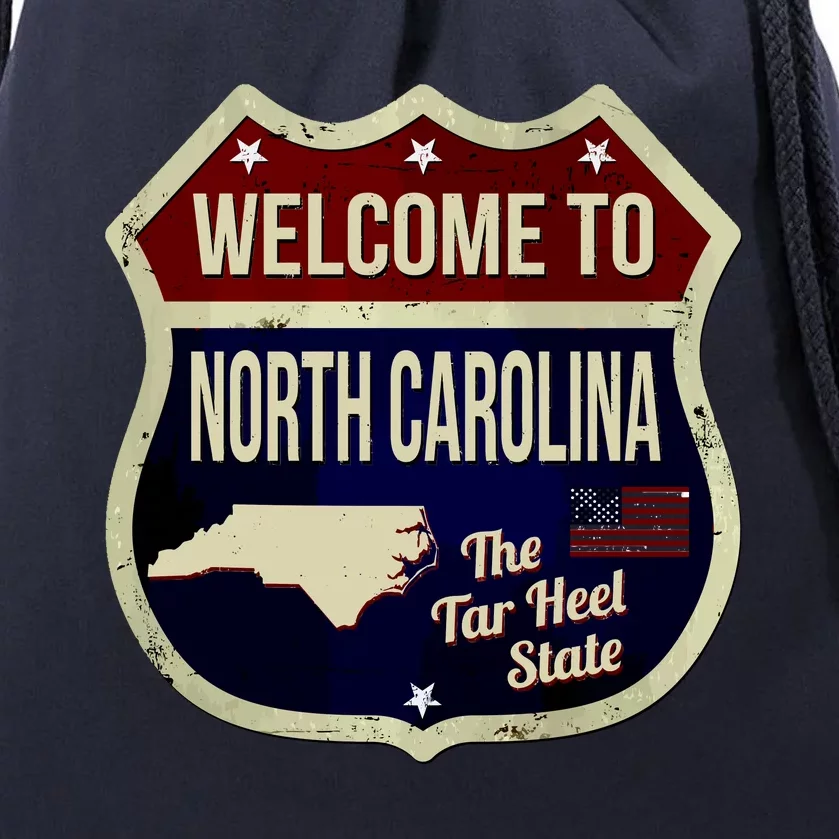 North Carolina Vintage Metal Road Sign Logo Drawstring Bag