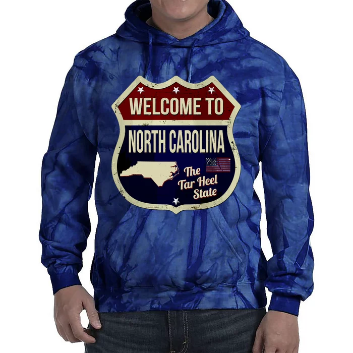 North Carolina Vintage Metal Road Sign Logo Tie Dye Hoodie