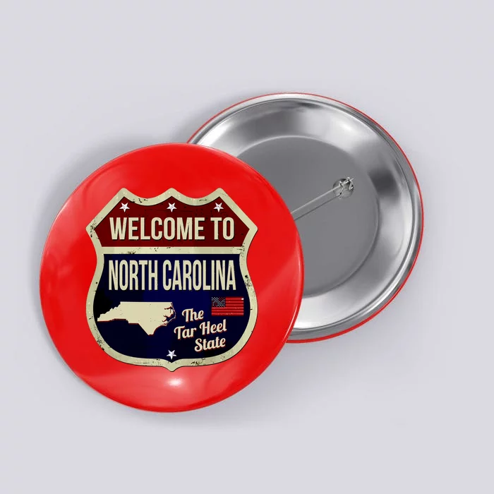 North Carolina Vintage Metal Road Sign Logo Button