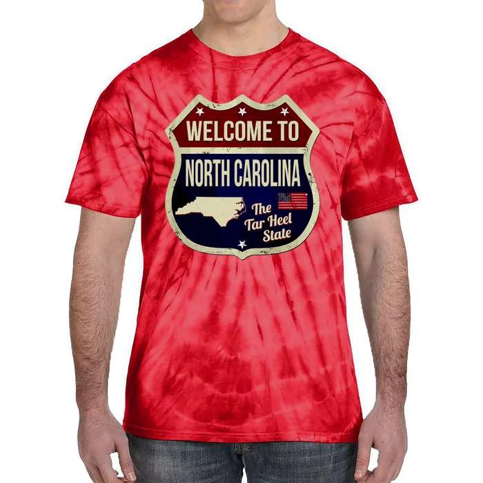 North Carolina Vintage Metal Road Sign Logo Tie-Dye T-Shirt