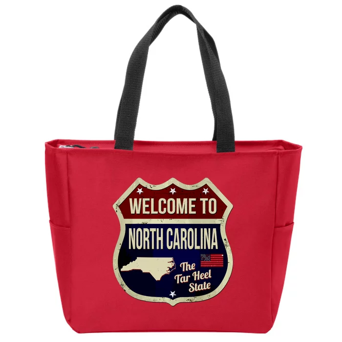 North Carolina Vintage Metal Road Sign Logo Zip Tote Bag