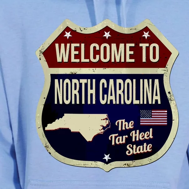 North Carolina Vintage Metal Road Sign Logo Unisex Surf Hoodie