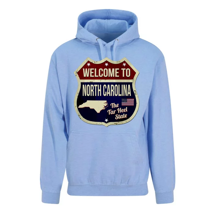 North Carolina Vintage Metal Road Sign Logo Unisex Surf Hoodie