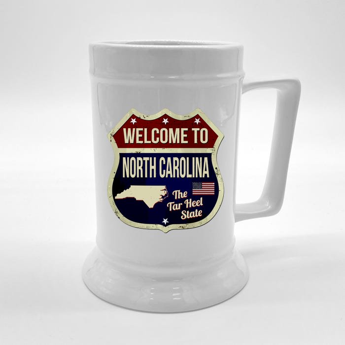 North Carolina Vintage Metal Road Sign Logo Front & Back Beer Stein