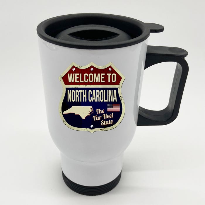 North Carolina Vintage Metal Road Sign Logo Front & Back Stainless Steel Travel Mug