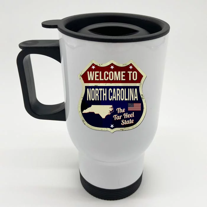 North Carolina Vintage Metal Road Sign Logo Front & Back Stainless Steel Travel Mug