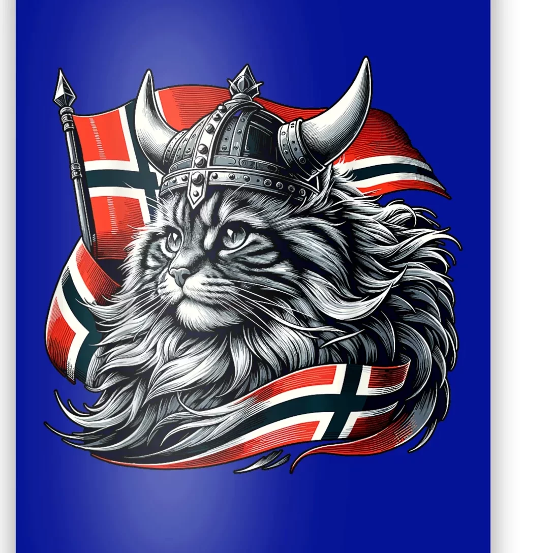 Norwegian Cat Viking Norway Flag Poster