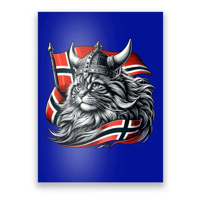 Norwegian Cat Viking Norway Flag Poster