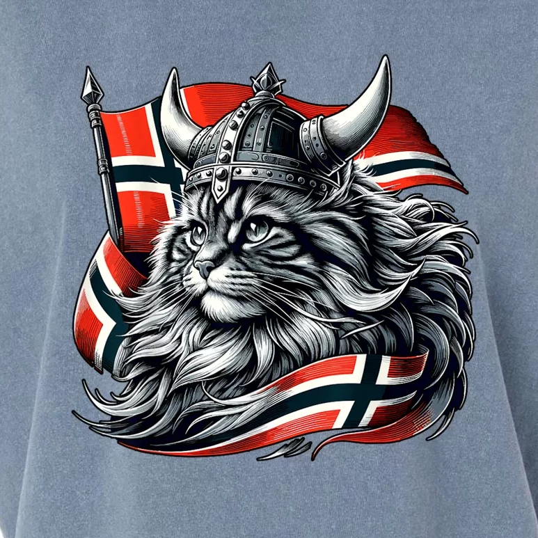 Norwegian Cat Viking Norway Flag Garment-Dyed Women's Muscle Tee