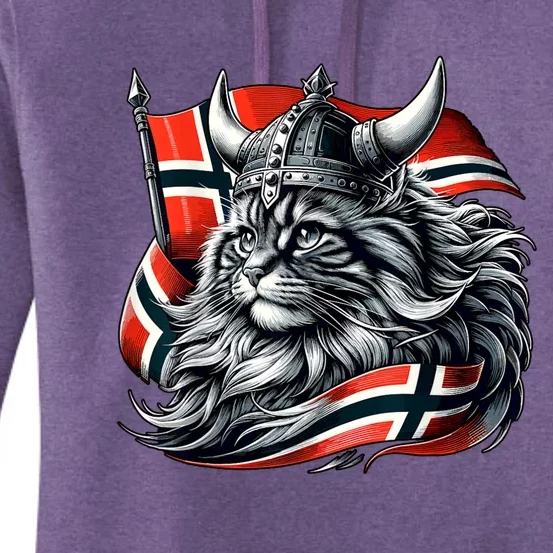 Norwegian Cat Viking Norway Flag Women's Pullover Hoodie