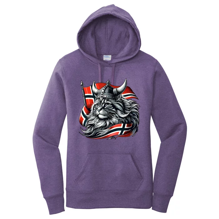 Norwegian Cat Viking Norway Flag Women's Pullover Hoodie