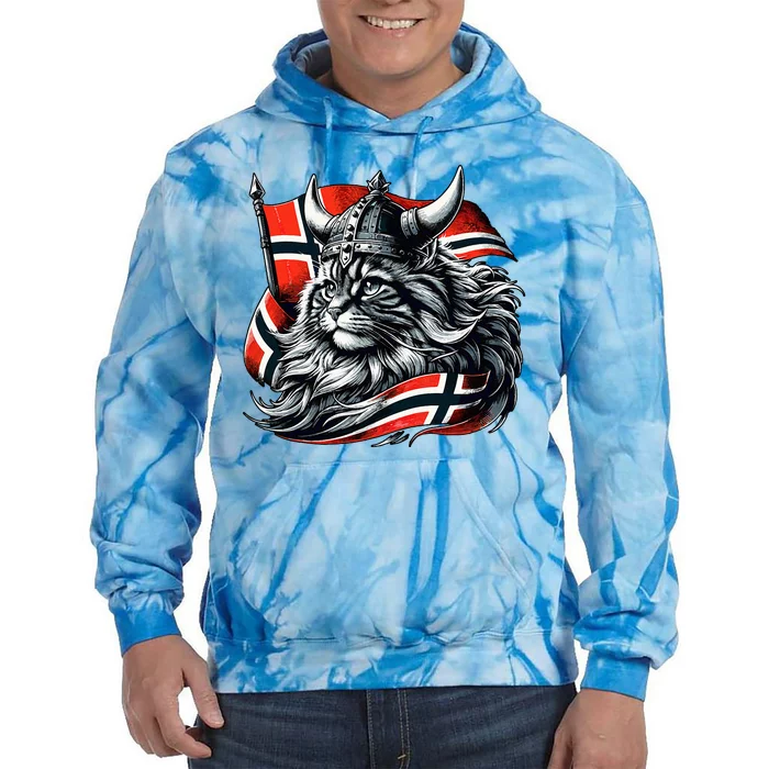 Norwegian Cat Viking Norway Flag Tie Dye Hoodie