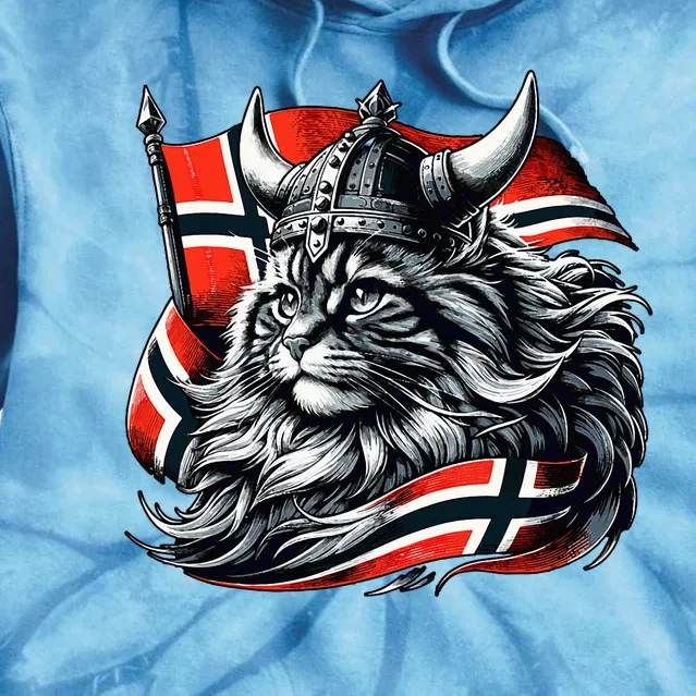 Norwegian Cat Viking Norway Flag Tie Dye Hoodie