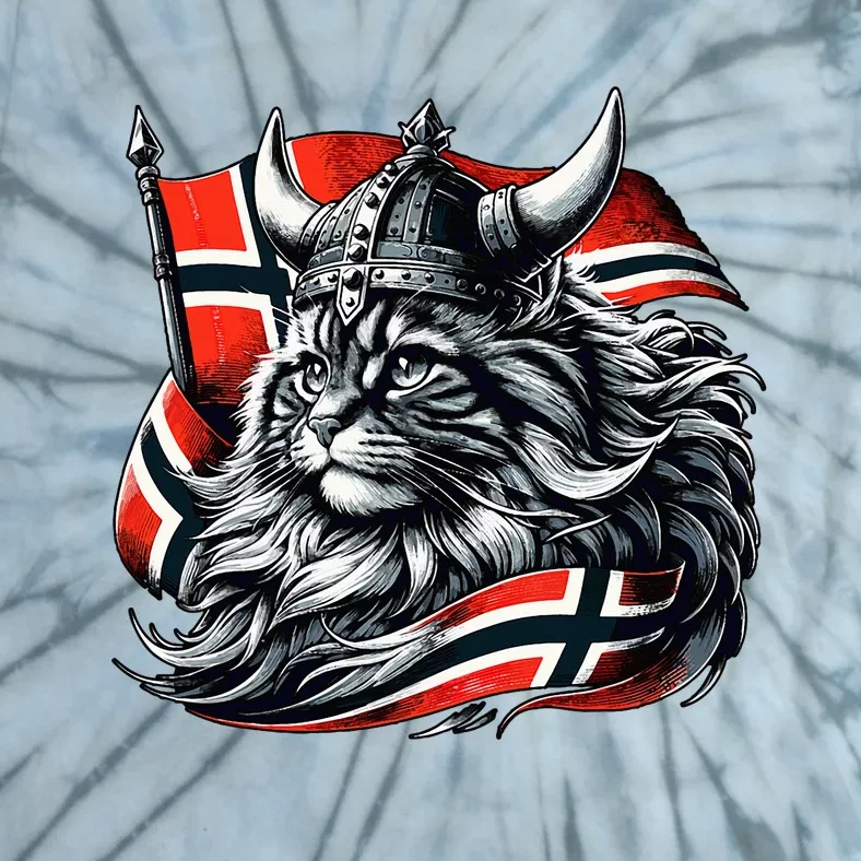 Norwegian Cat Viking Norway Flag Tie-Dye T-Shirt