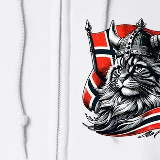 Norwegian Cat Viking Norway Flag Full Zip Hoodie