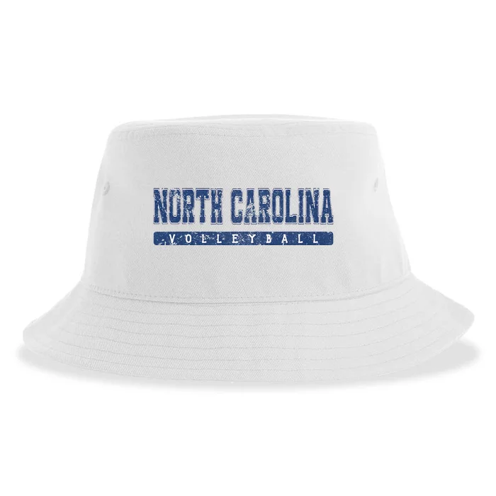 North Carolina Volleyball Blue Vintage Text Sustainable Bucket Hat