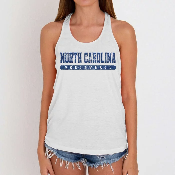 North Carolina Volleyball Blue Vintage Text Women's Knotted Racerback Tank