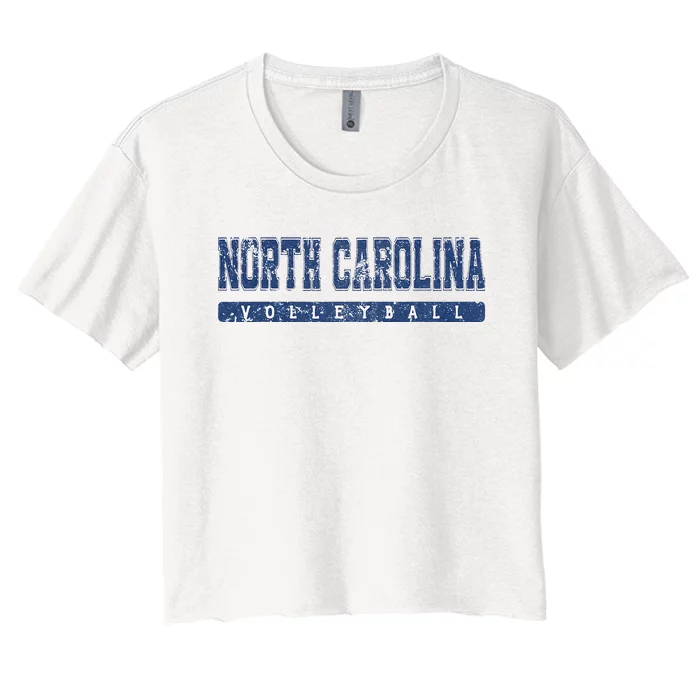 North Carolina Volleyball Blue Vintage Text Women's Crop Top Tee