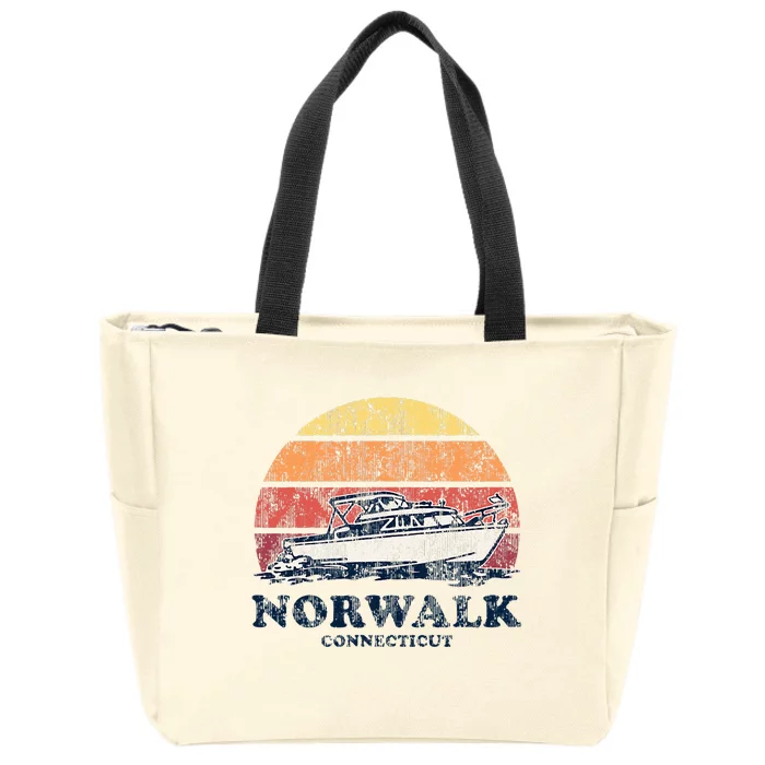 Norwalk Ct Vintage Boating 70s Retro Boat Zip Tote Bag