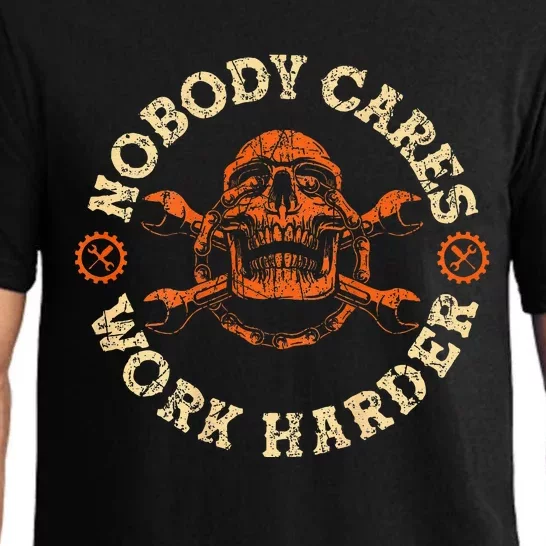 Nobody Cares Work Harder Skull Mechanic Engineer Pajama Set