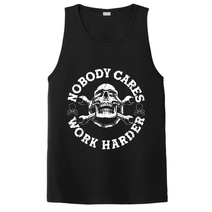 Nobody Cares Work Harder Skull Performance Tank