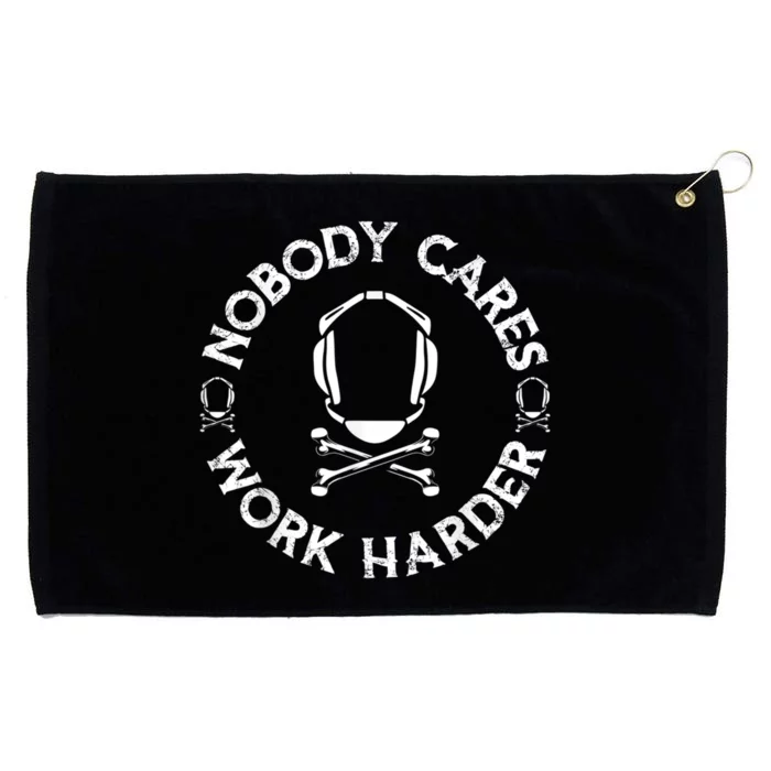 Nobody Cares Work Harder Wrestling Headgear Skull Bones Grommeted Golf Towel