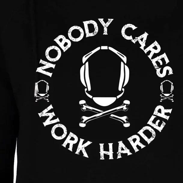 Nobody Cares Work Harder Wrestling Headgear Skull Bones Womens Funnel Neck Pullover Hood