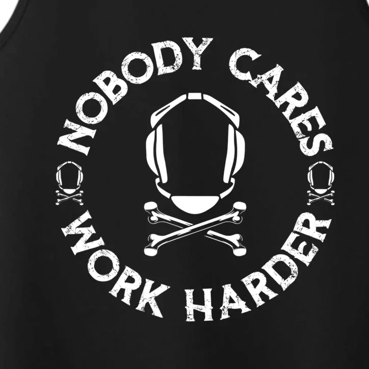 Nobody Cares Work Harder Wrestling Headgear Skull Bones Performance Tank