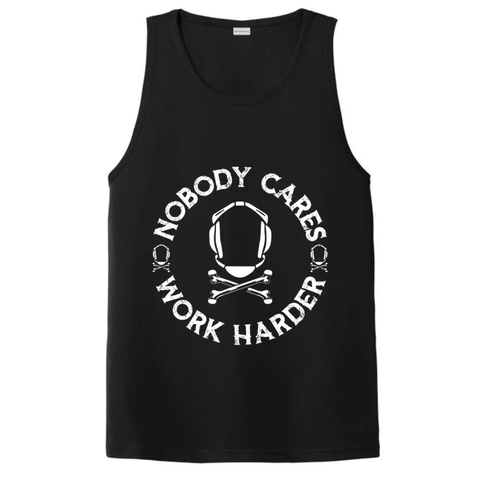 Nobody Cares Work Harder Wrestling Headgear Skull Bones Performance Tank