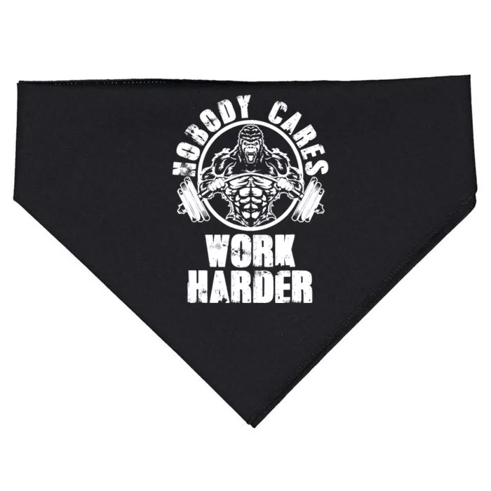 Nobody Cares Work Harder Motivational Fitness Gym Workout USA-Made Doggie Bandana