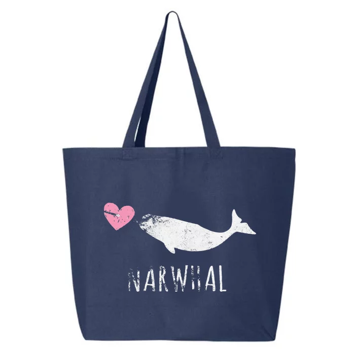 Narwhal Cute Whale Sea Ocean Love 25L Jumbo Tote