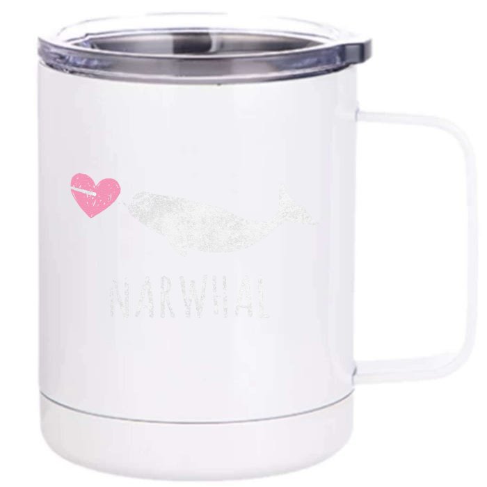 Narwhal Cute Whale Sea Ocean Love Front & Back 12oz Stainless Steel Tumbler Cup