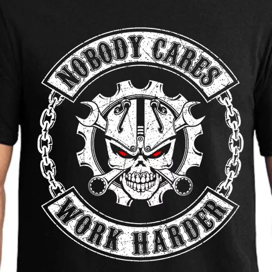 Nobody Cares Work Harder Skull Mechanic Engineer( In Back) Gift Pajama Set