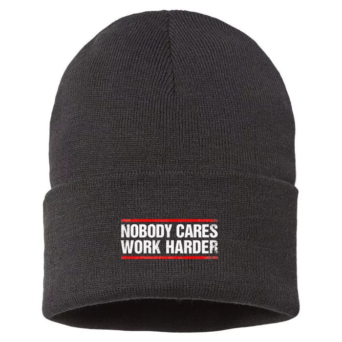 Nobody Cares Work Harder Fitness Workout Gym Sustainable Knit Beanie