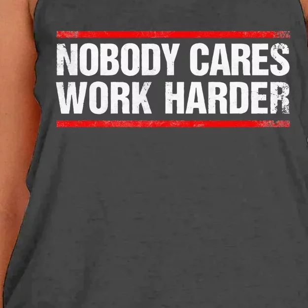 Nobody Cares Work Harder Fitness Workout Gym Women's Knotted Racerback Tank