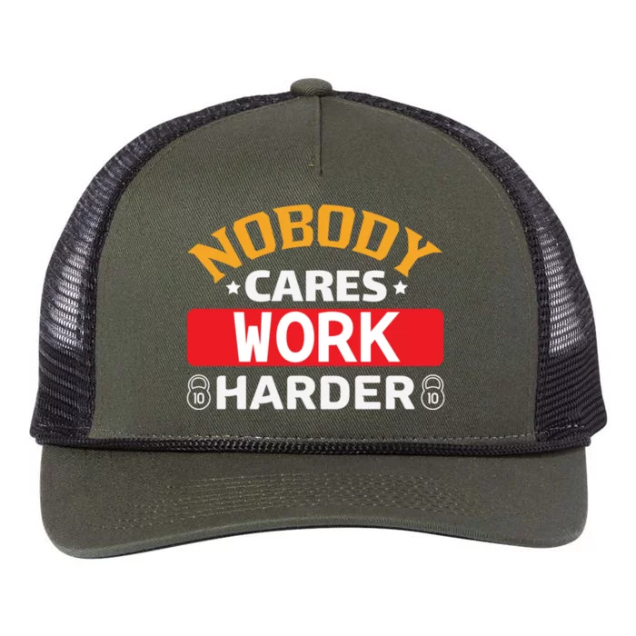 Nobody Cares Work Harder Retro Rope Trucker Hat Cap