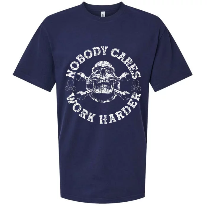 Nobody Cares Work Harder Skull Mechanic Engineer Sueded Cloud Jersey T-Shirt