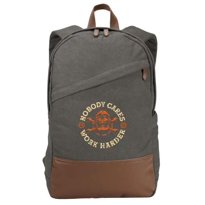 Nobody Cares Work Harder Skull Mechanic Engineer( In Back) Cotton Canvas Backpack