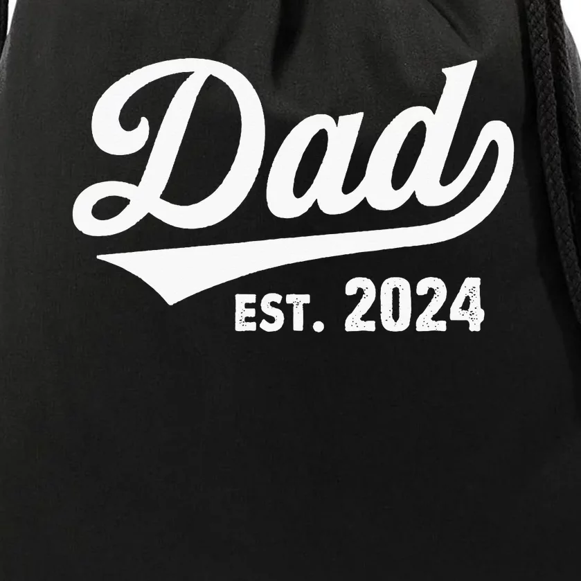 New Dad 1st Time Dad Est 2024 Promoted To Daddy Drawstring Bag