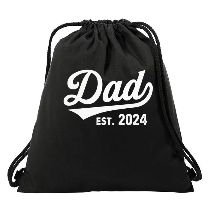 New Dad 1st Time Dad Est 2024 Promoted To Daddy Drawstring Bag