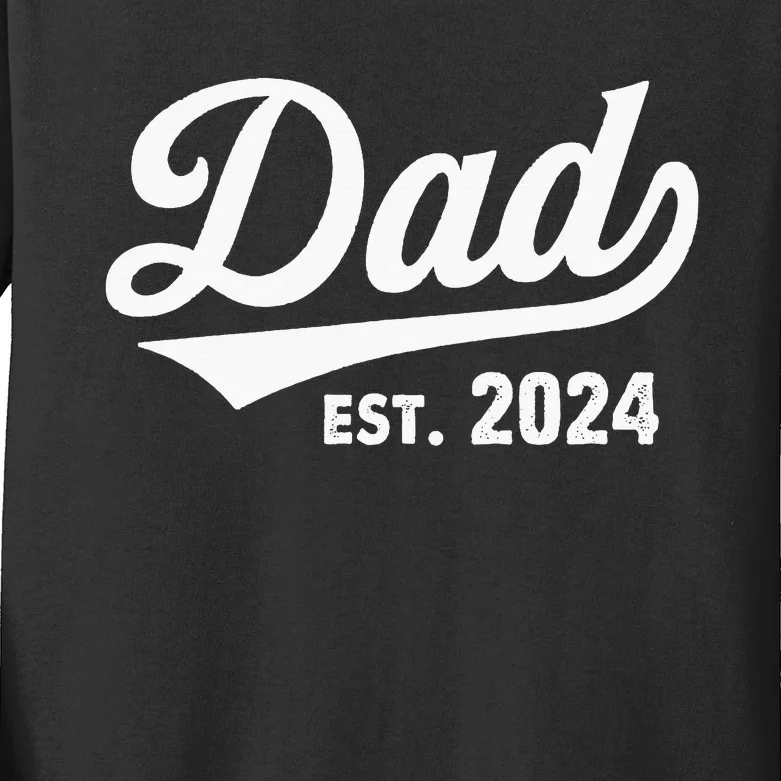 New Dad 1st Time Dad Est 2024 Promoted To Daddy Kids Long Sleeve Shirt