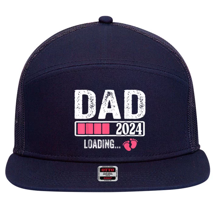 New Dad 1st Time Dad Est 2024 Promoted To Daddy 2024 Father 7 Panel Mesh Trucker Snapback Hat