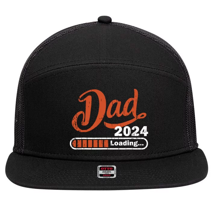 New Dad 1st Time Dad Est 2024 Promoted To Daddy 2024 Father 7 Panel Mesh Trucker Snapback Hat