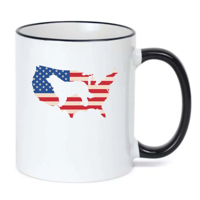 Newfie Dog America Flag Patriotic Dog Lover Gift Black Color Changing Mug