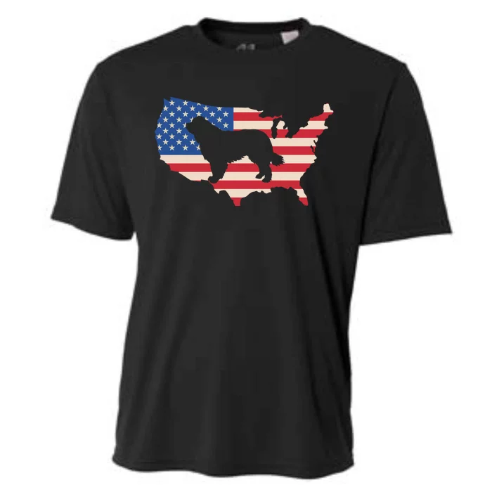 Newfie Dog America Flag Patriotic Dog Lover Gift Cooling Performance Crew T-Shirt